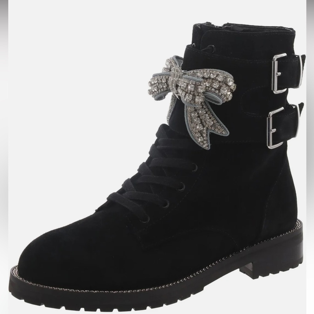 Kurt Geiger Sutton Bow Womens Suede Lace Up Ankle Boots
